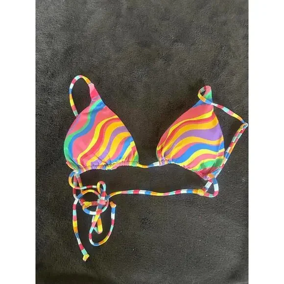 SOLD OUT It’s Now Cool "The String" Bikini Top - Rainbow - Small - Picture 3 of 4